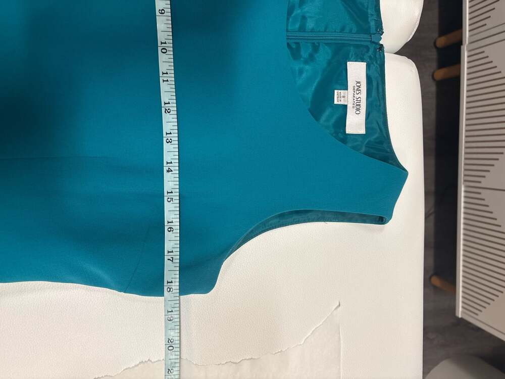 Jones Studio Separates Teal Blue Sleeveless Lined Sheath Dress Size 8 - Picture 8 of 9